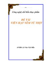 Công nghệ chế biến thực phẩm - Đề tài Viên hạt nêm từ thịt