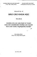 Đề tài Nghiên cứu các giải pháp kỹ thuật hạn chế ô nhiễm môi trường gây ra bởi hóa chất dùng trong nông nghiệp