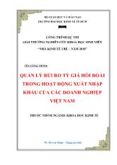 Đề tài Quản lý rủi ro tỷ giá hối đoái trong hoạt động xuất nhập khẩu của các doanh nghiệp Việt Nam