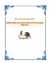 Đồ án Công nghệ chế biến các sản phẩm rau trái sấy