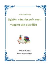 Đồ án Nghiên cứu sản xuất rượu vang từ thịt quả điều