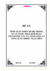 Đồ án Tính toán thiết kế hệ thống xử lý nước thải sinh hoạt thành phố Tân An, tỉnh Long An công suất 4500m3/ngày đêm