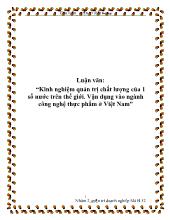 Kinh nghiệm quản trị chất lượng của 1 số nước trên thế giới - Vận dụng vào ngành công nghệ thực phẩm ở Việt Nam