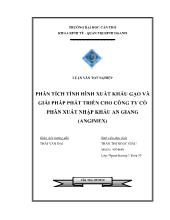 Luận văn Phân tích tình hình xuất khẩu gạo và giải pháp phát triển cho công ty cổ phần xuất nhập khẩu An Giang (angimex)
