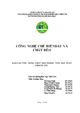 Báo cáo Ứng dụng chất béo trong việc sản xuất chocolate