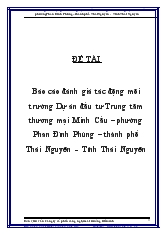 Đề tài Đánh giá tác động môi trường Dự án đầu tư Trung tâm thương mại Minh Cầu – Phường Phan Đình Phùng – Thành phố Thái Nguyên - Tỉnh Thái Nguyên