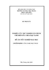 Đề tài Nghiên cứu thử nghiệm sản phẩm chế biến sữa chua đậu xanh