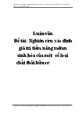 Đề tài Nghiên cứu xác định giá trị tiềm năng mêtan sinh hóa của một số loại chất thải hữu cơ