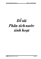 Đề tài Phân tích nước sinh hoạt