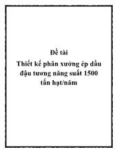 Đề tài Thiết kế phân xưởng ép dầu đậu tương năng suất 1500 tấn hạt/năm