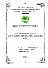 Khóa luận Đánh giá hiện trạng ô nhiễm và đề xuất một số giải pháp nâng cao hiệu quả quản lý tài nguyên nước mặt trên địa bàn tỉnh Gia Lai