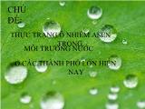 Thực trạng ô nhiễm asen trong môi trường nước ở các thành phố lớn hiện nay