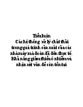 Tiểu luận Các hệ thống xử lý chất thải trong quá trình sản xuất của các nhà máy mà đoàn đã đến thực tế. Khả năng giảm thiểu ô nhiễm và nhận xét vấn đề còn tồn tại