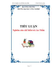 Tiểu luận Nghiên cứu chế biến trà An Thần