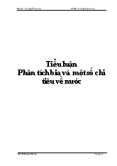 Tiểu luận Phân tích bia và một số chỉ tiêu về nước