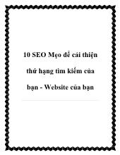 10 seo mẹo để cải thiện thứ hạng tìm kiếm của bạn - Website của bạn