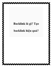 Backlink là gì? Tạo backlink hiệu quả?