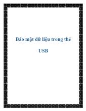 Bảo mật dữ liệu trong thẻ USB