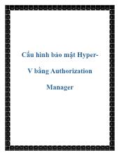 Cấu hình bảo mật HyperV bằng Authorization Manager