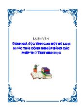 Đánh giá độc tính của một sốloại nước thải công nghiệp bằng các phép thử Test sinh học