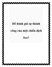 Để đánh giá sự thành công của một chiến dịch Seo