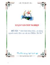 Đề tài Tình hình khai thác, sử dụng nguồn nước khu vực dự án Ô Môn - Xà No