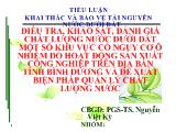 Điều tra, khảo sát, đánh giá chất lượng nước dưới đất một số khu vực có nguy cơ ô nhiễm do hoạt động sản xuất công nghiệp trên địa bàn tỉnh Bình Dương và đề xuất biện pháp quản lý chất lượng nước