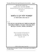 Đồ án Ứng dụng gis đánh giá thích nghi đất đai phát triển cây dâu tằm, địa bàn huyện Lâm Hà, tỉnh Lâm Đồng