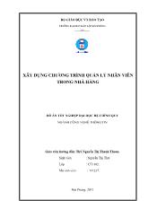 Đồ án Xây dựng chương trình quản lý nhân viên trong nhà hàng