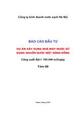 Dự án xây dựng nhà máy nước sử dụng nguồn nước mặt sông hồng công suất đợt I: 150.000 m3/ngày