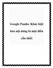 Google Panda: Khác biệt hóa nội dung là một điều cần thiết
