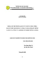 Khảo sát hệ thống quản lý chất lượng theo haccpcho mặt hàng cá tra - Cá basa fillet đông lạnh của công ty agifish (xí nghiệp đông lạnh 8)