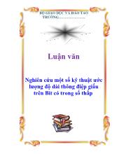 Luận văn Nghiên cứu một số kỹ thuật ước lượng độ dài thông điệp giấu trên Bit có trong số thấp