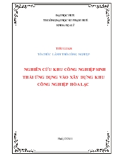 Nghiên cứu khu công nghiệp sinh thái ứng dụng vào xây dựng khu công nghiệp Hòa Lạc