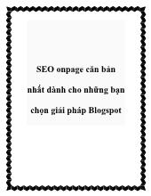 SEO onpage căn bản nhất dành cho những bạn chọn giải pháp Blogspot