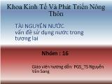Tài nguyên nước vấn đề sử dụng nước trong tương lai