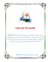 Thiết kế tháp chưng cất hệ Etanol - Nước hoạt động liên tục với nâng suất nhập liệu: 1000 kg/h có nồng độ10% mol etanol, thu được sản phẩm đỉnh có nồng độ 85% mol etanol với độ thu hồi etanol là 99%