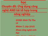 Tiểu luận An toàn sinh học - Ứng dụng công nghệ AND tái tổ hợp trong nông nghiệp