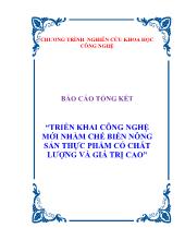 Triển khai công nghệ mới nhằm chế biến nông sản thực phẩm có chất lượng và giá trị cao