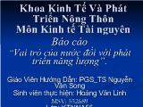 Vai trò của nước đối với phát triển năng lượng