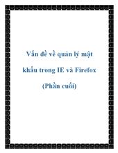 Vấn đề về quản lý mật khẩu trong IE và Firefox (Phần cuối)