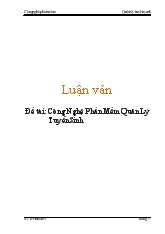 Đề tài Công nghệ phần mềm quản lý tuyển sinh