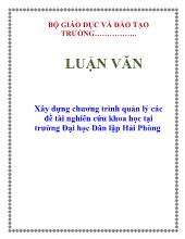Đề tài Xây dựng chương trình quản lý các nghiên cứu khoa học tại trường Đại học Dân lập Hải Phòng