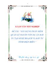 Đề tài Xây dựng phần mềm quản lý nguồn vốn dựán đầu tưtại sởkếhoạch và đầu tư tỉnh Điện Biên