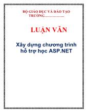 Luận án Xây dựng chương trình hỗ trợ học ASP.NET