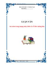 Luận văn An toàn trong mạng máy tínhvà vềbức tường lửa
