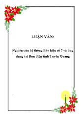 Luận văn Nghiên cứu hệ thống Báo hiệu số 7 và ứng dụng ở Bưu điện tỉnh Tuyên Quang