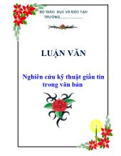 Luận văn Nghiên cứu kỹ thuật giấu tin trong văn bản