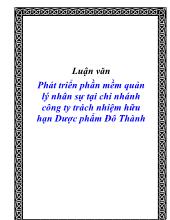 Luận văn Phát triển phần mềm quản lý nhân sự tại chi nhánh công ty trách nhiệm hữu hạn Dược phẩm Đô Thành
