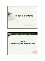 Tin học đại cương - Phần 2 – Microsoft Word - Bài 3: Định dạng văn bản nâng cao
